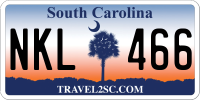 SC license plate NKL466