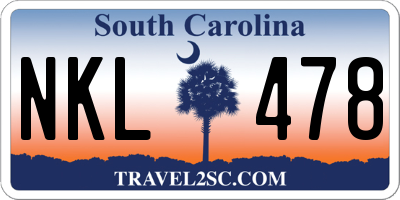 SC license plate NKL478