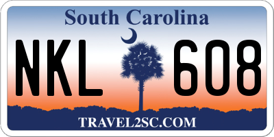 SC license plate NKL608