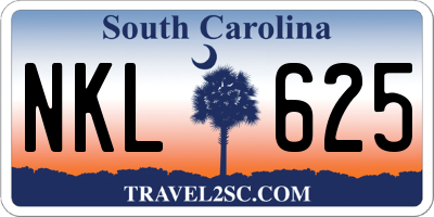 SC license plate NKL625