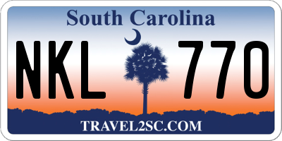 SC license plate NKL770