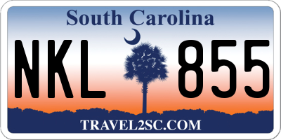 SC license plate NKL855