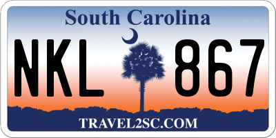 SC license plate NKL867