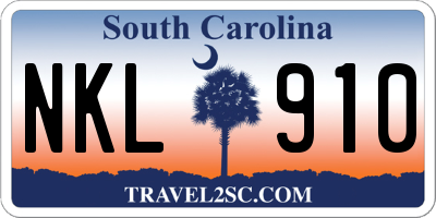 SC license plate NKL910