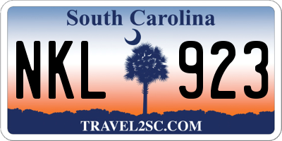 SC license plate NKL923