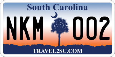 SC license plate NKM002