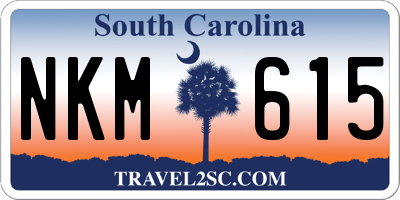 SC license plate NKM615