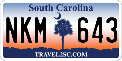 SC license plate NKM643