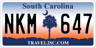 SC license plate NKM647