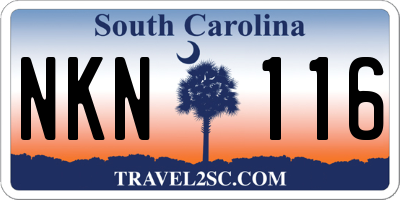 SC license plate NKN116