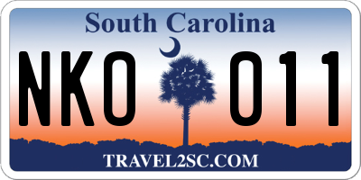 SC license plate NKO011