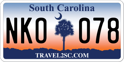 SC license plate NKO078