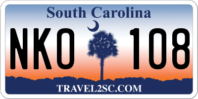 SC license plate NKO108