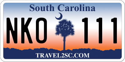 SC license plate NKO111