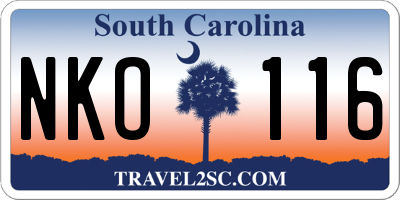 SC license plate NKO116
