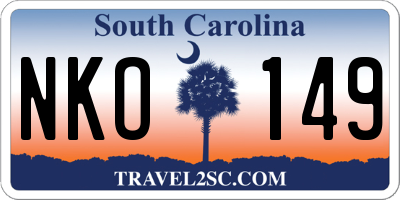 SC license plate NKO149