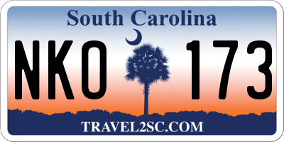 SC license plate NKO173