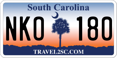 SC license plate NKO180