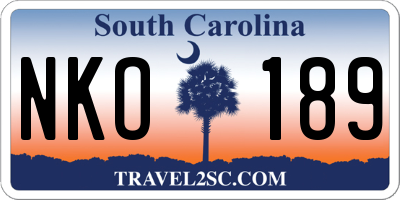 SC license plate NKO189
