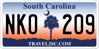 SC license plate NKO209