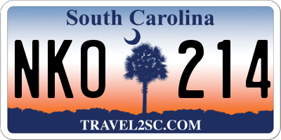 SC license plate NKO214