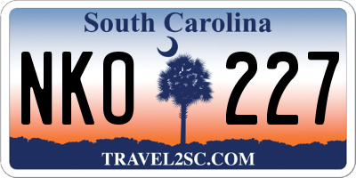 SC license plate NKO227