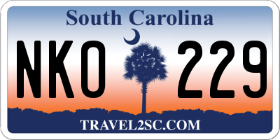 SC license plate NKO229