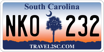 SC license plate NKO232