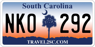 SC license plate NKO292