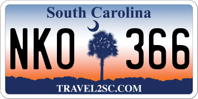SC license plate NKO366