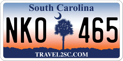SC license plate NKO465