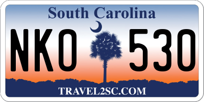 SC license plate NKO530