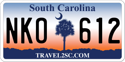 SC license plate NKO612