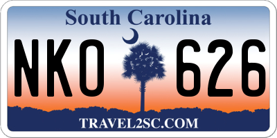 SC license plate NKO626