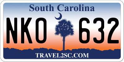 SC license plate NKO632