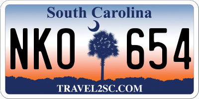 SC license plate NKO654