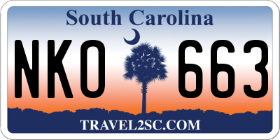 SC license plate NKO663
