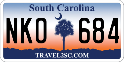 SC license plate NKO684