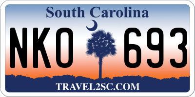 SC license plate NKO693