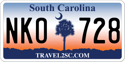 SC license plate NKO728