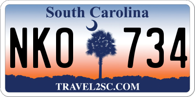 SC license plate NKO734