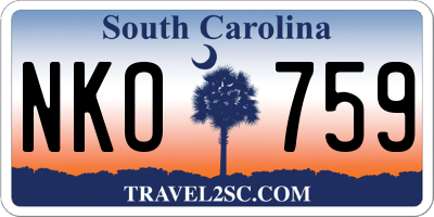 SC license plate NKO759