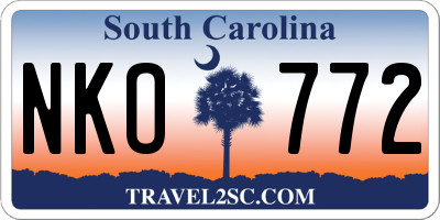 SC license plate NKO772