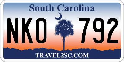 SC license plate NKO792