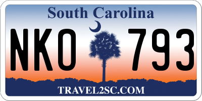 SC license plate NKO793