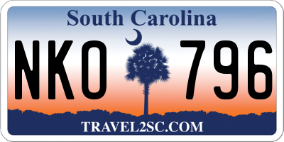 SC license plate NKO796