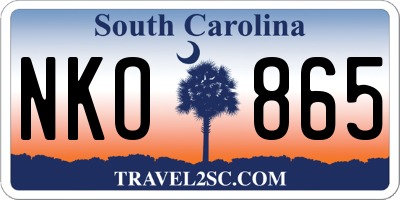 SC license plate NKO865