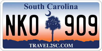 SC license plate NKO909