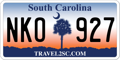 SC license plate NKO927