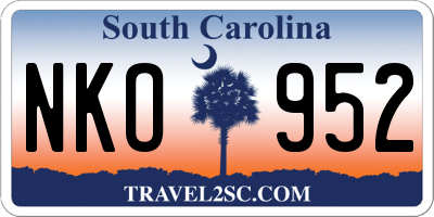 SC license plate NKO952